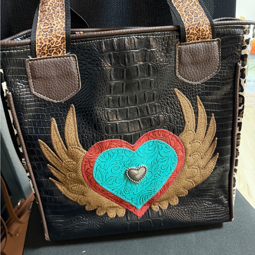 Heart and Wing Embossed Tote Bag